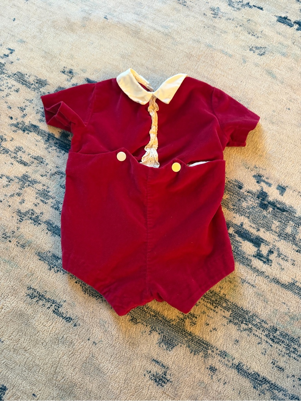 SOLD - DON’T BUY
 70s Saks Fifth Avenue Baby Boutique Red Velvet Onesie
